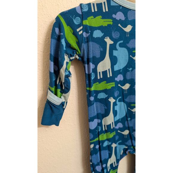 Kickee Pants Bamboo Footie Pajamas Peacock Multi Animal Body Suit size 3-6m - Picture 6 of 8